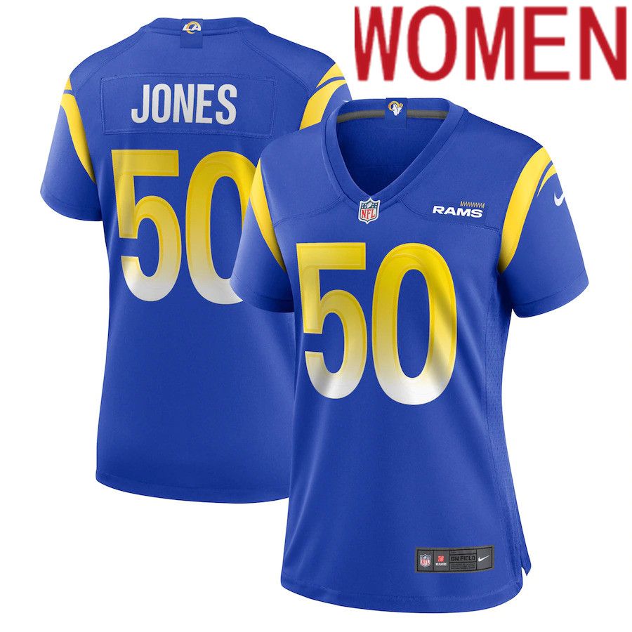 Women Los Angeles Rams #50 Ernest Jones Nike Royal Game Player NFL Jersey->women nfl jersey->Women Jersey